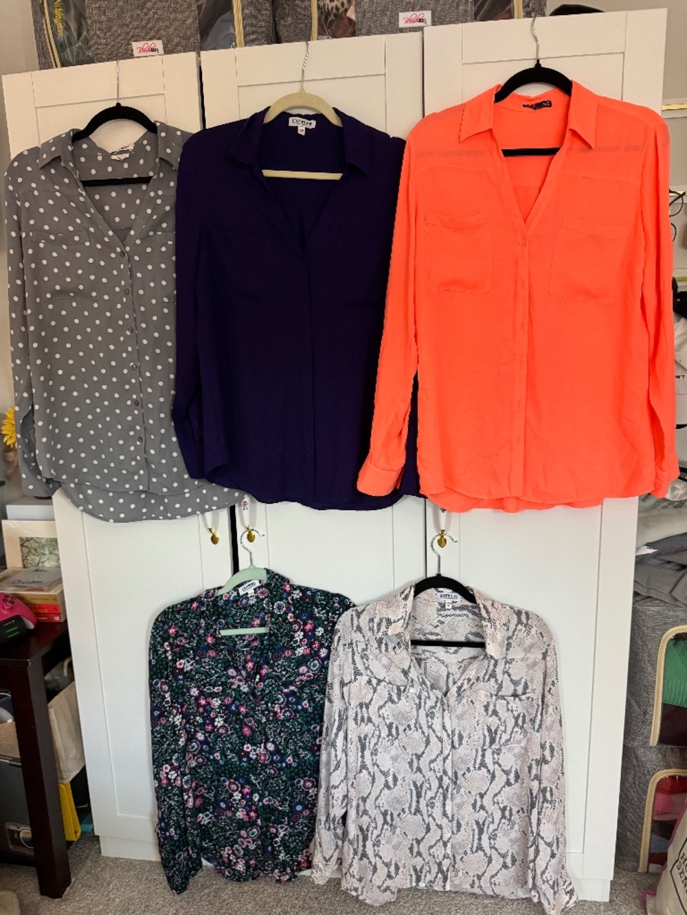 5 Express Portofino Shirts Large Set Floral Polka Dot Snakeskin